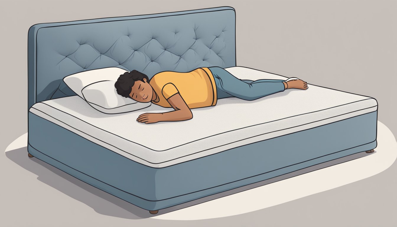 A person lying on both a hard and soft mattress, comparing their comfort for back support