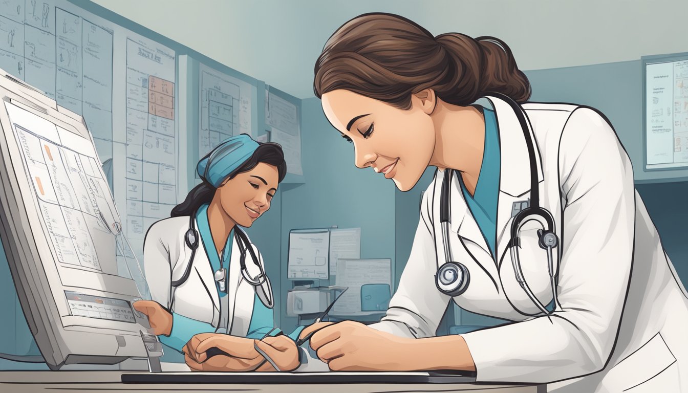 A nurse assessing a patient's vital signs and creating a care plan for heart failure