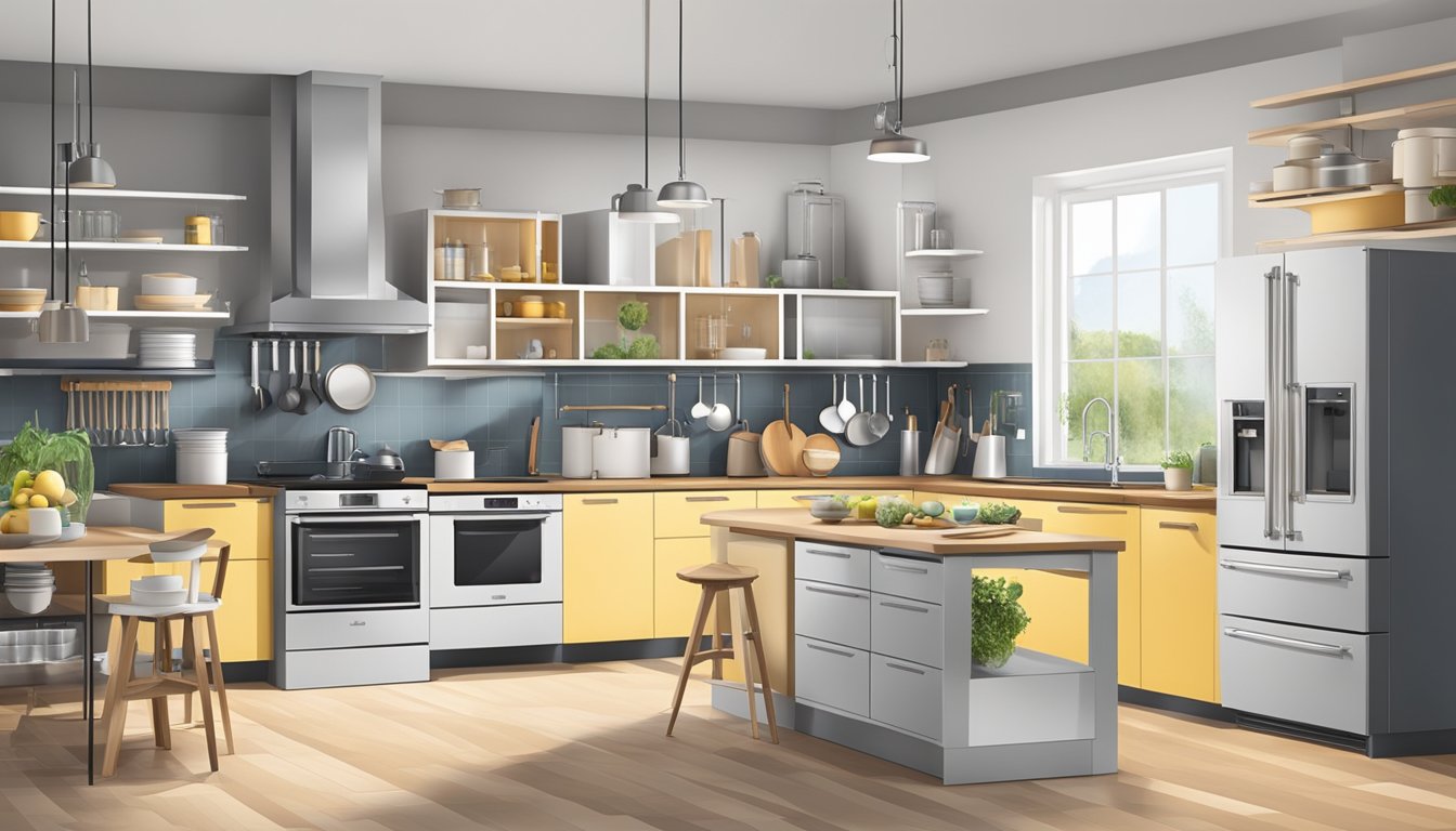 A kitchen with sleek, modern cabinets, organized with labeled containers and utensils. Appliances neatly stored, with a clutter-free countertop