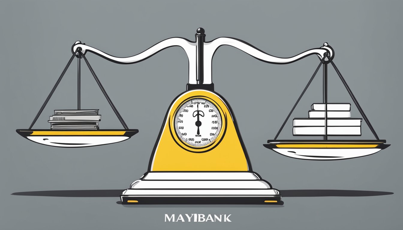 A scale with "Maybank Creditable Term Loan" on one side and "Other Personal Loans" on the other, with Maybank tipping the scale in Singapore