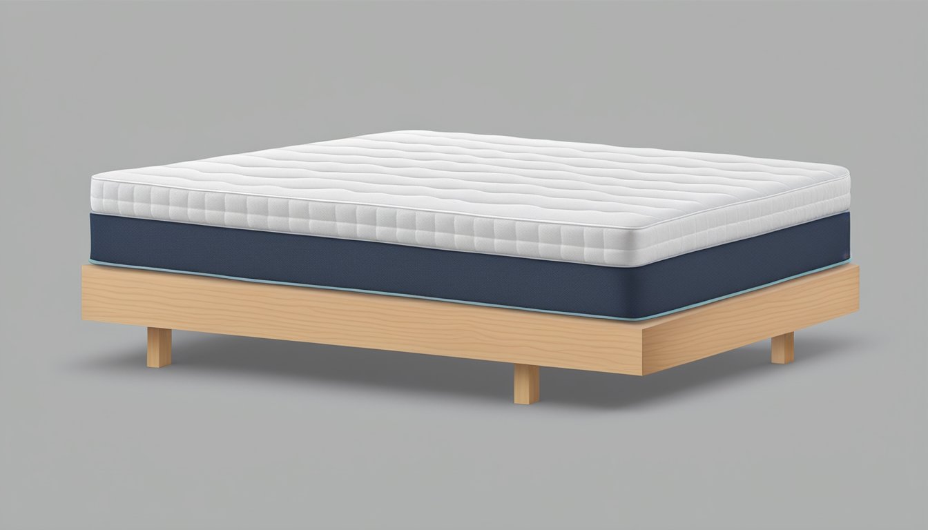 A 10cm thick mattress lying on a wooden frame