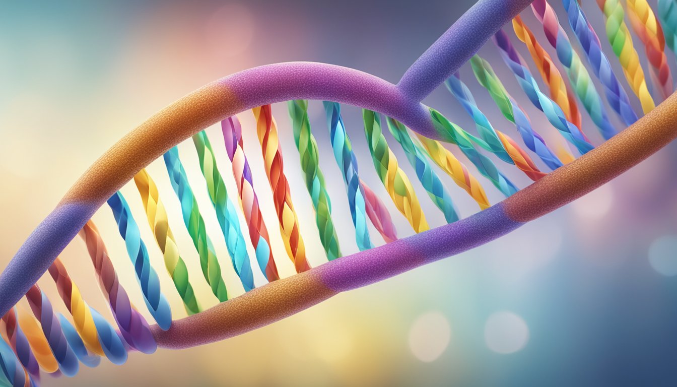 A DNA strand unwinds, revealing epigenetic markers linked to heart disease