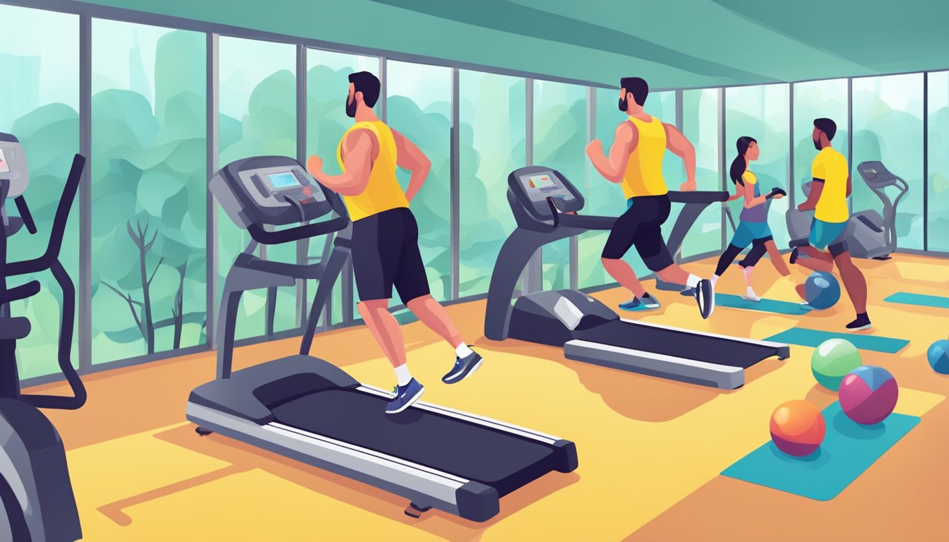 People in a gym, exercising to increase heart rate