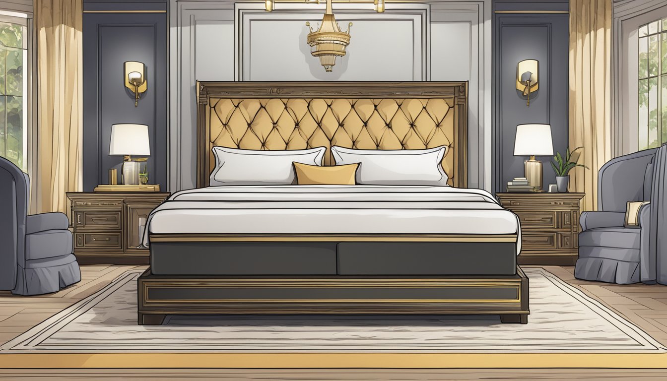 A luxurious king-size bed surrounded by a stack of Frequently Asked Questions pamphlets