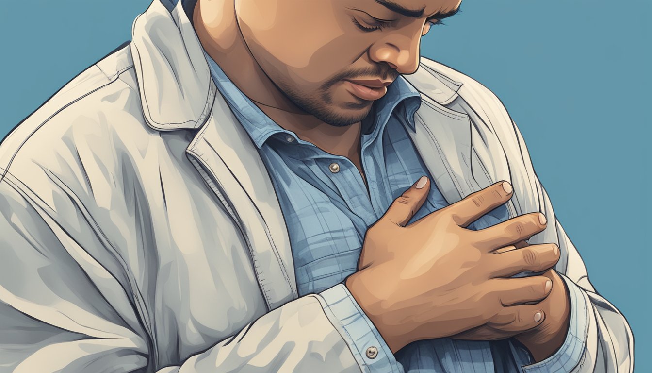 A person clutching their chest in pain