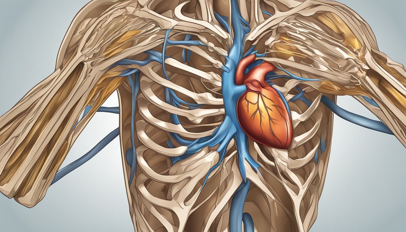 A sharp pain pierces through the chest, near the heart, causing discomfort and distress