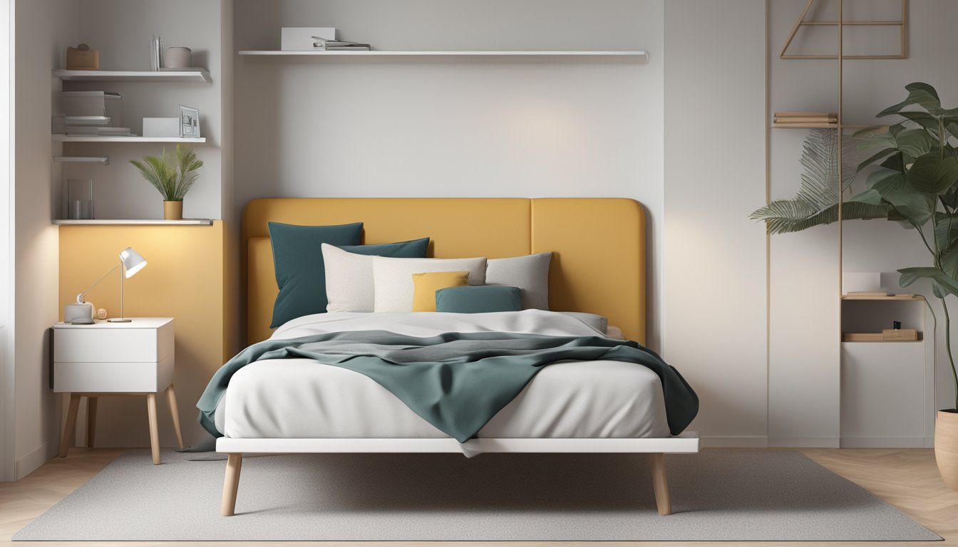 A single bed with dimensions of 91.44 cm x 190.5 cm, set in a simple bedroom with clean, minimalist decor