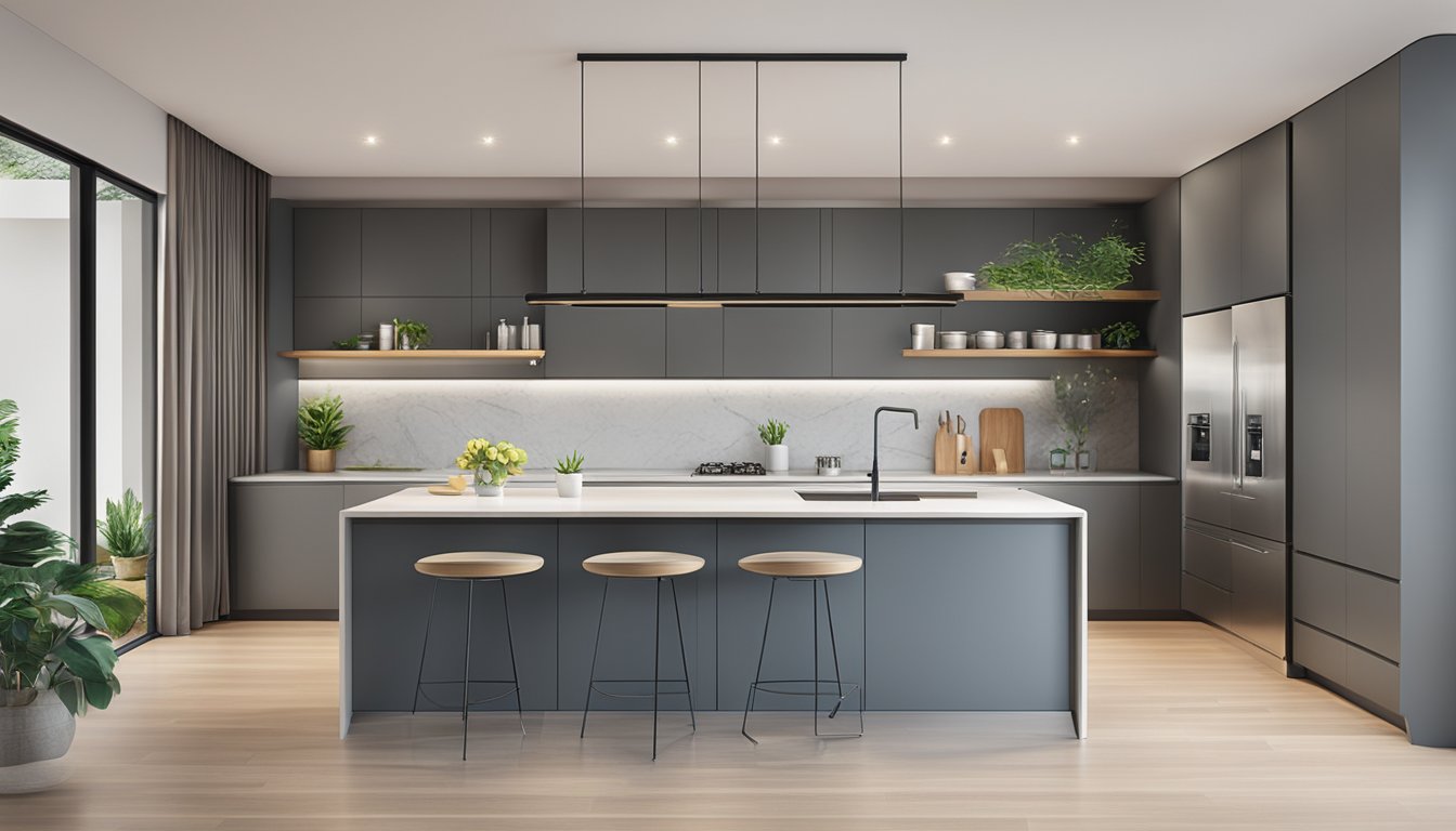 A modern kitchen with sleek, minimalist cabinets in Singapore