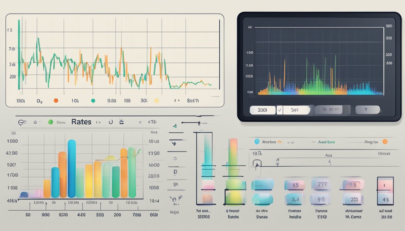 A heart rate monitor displaying a range of normal adult heart rates, with a chart or graph showing the different levels