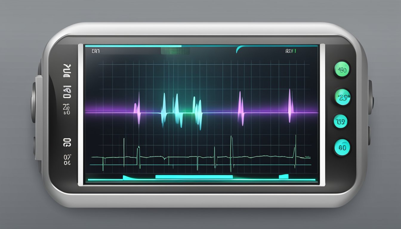 A heart rate monitor displays a steady, normal rhythm for an adult