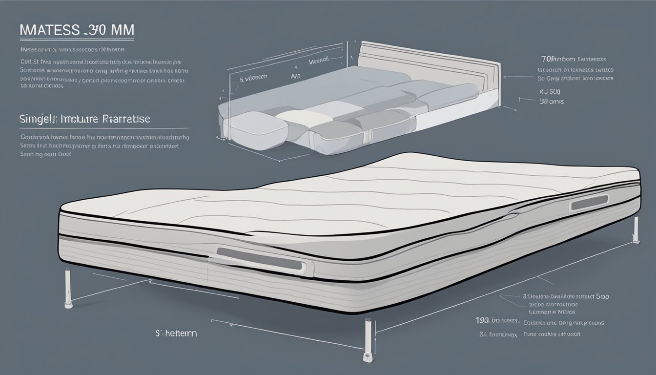 A single size mattress measures 39 inches wide and 75 inches long. It typically has a height of 8-12 inches