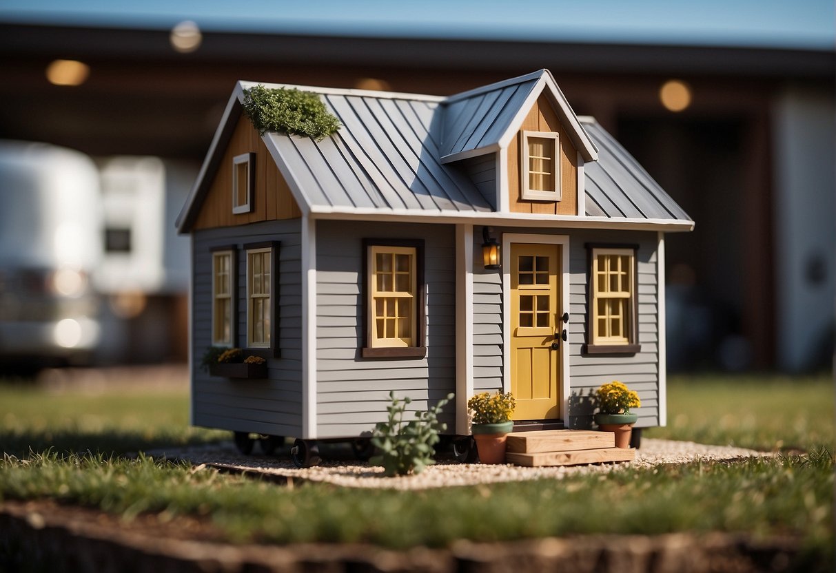 A tiny house in Texas with a price tag displayed prominently