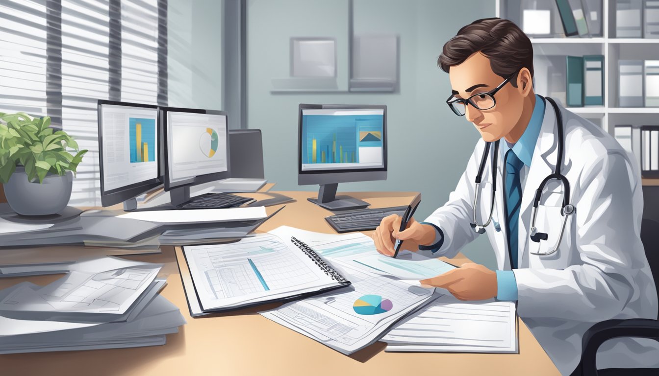 A cardiologist examining a series of detailed case reports