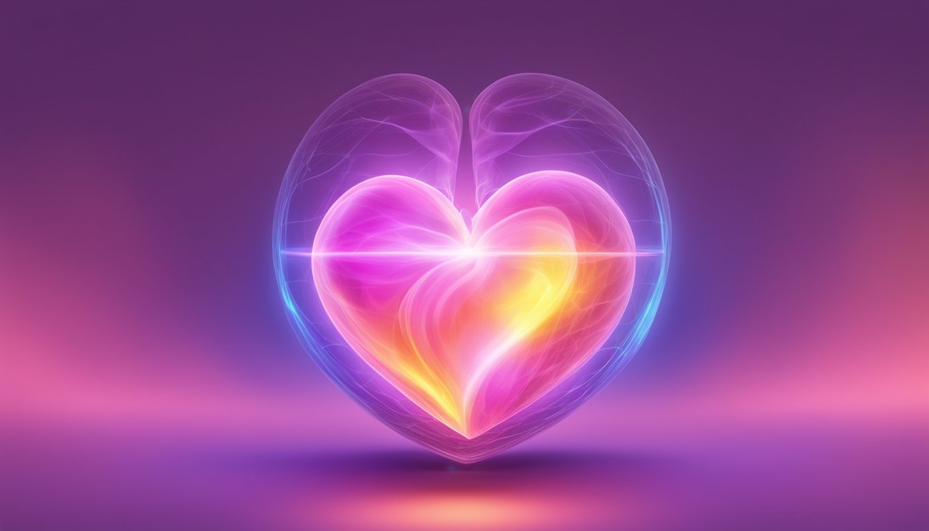 A heart-shaped object glowing with noradrenaline, surrounded by a calming aura, symbolizing its therapeutic uses and clinical significance