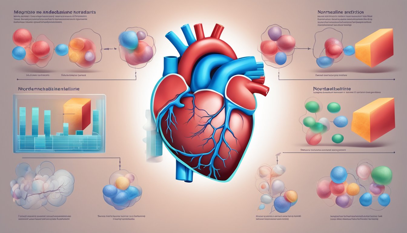 A heart with noradrenaline entering and affecting its function