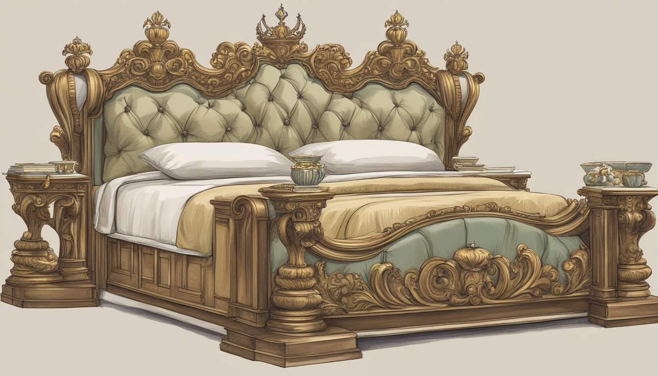 A regal crown sits atop a grand bed, while a smaller crown adorns a more modest bed, symbolizing the king and queen bed dimensions