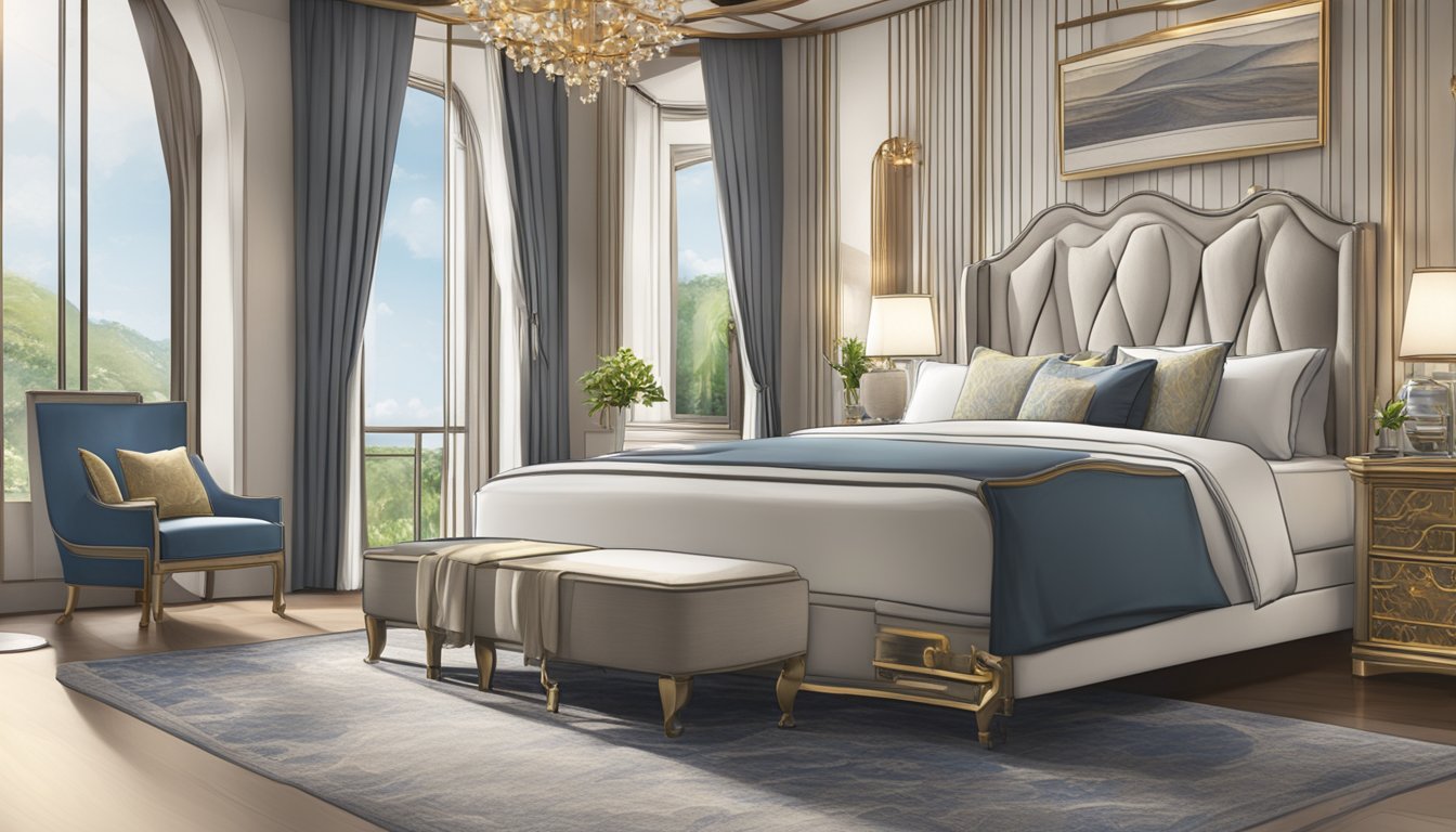 A spacious king size bed fills the room, with luxurious dimensions fit for a royal in Singapore