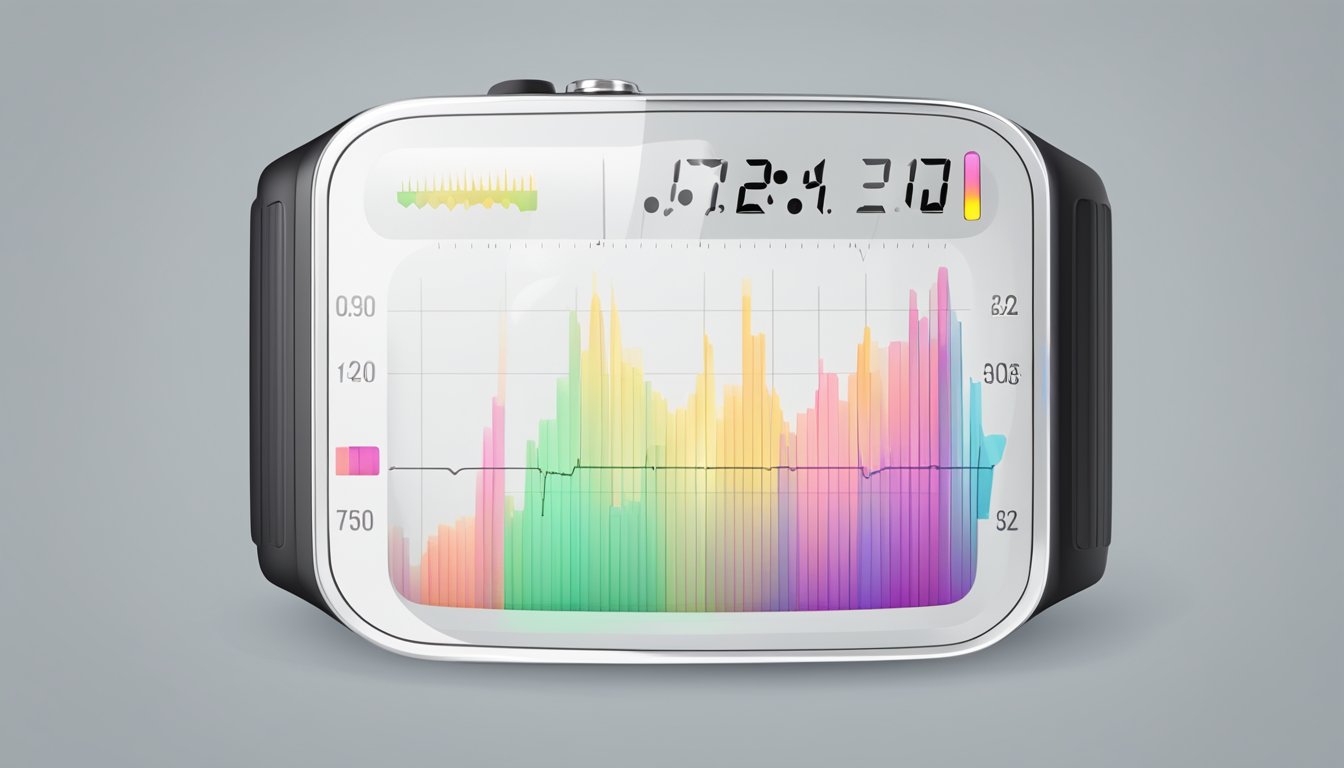 A heart rate monitor displays a target heart rate zone during exercise