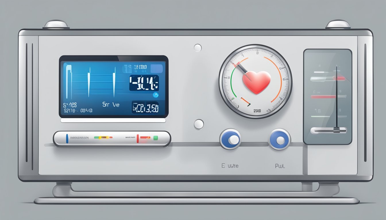 A thermometer showing a low temperature and a heart rate monitor displaying a slow pulse, both indicating bradycardia and hypothermia