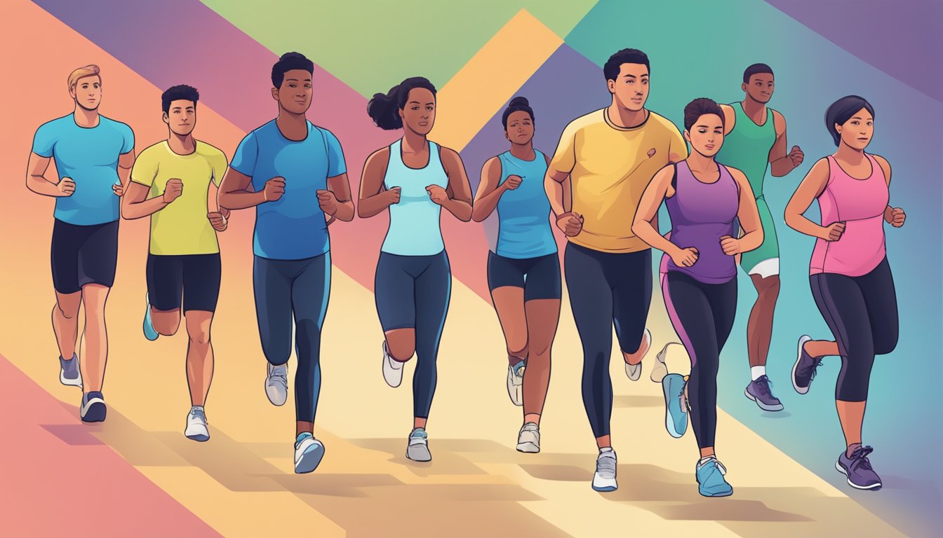 A group of individuals from different populations engaging in various forms of exercise, with their heart rates reaching their maximum levels