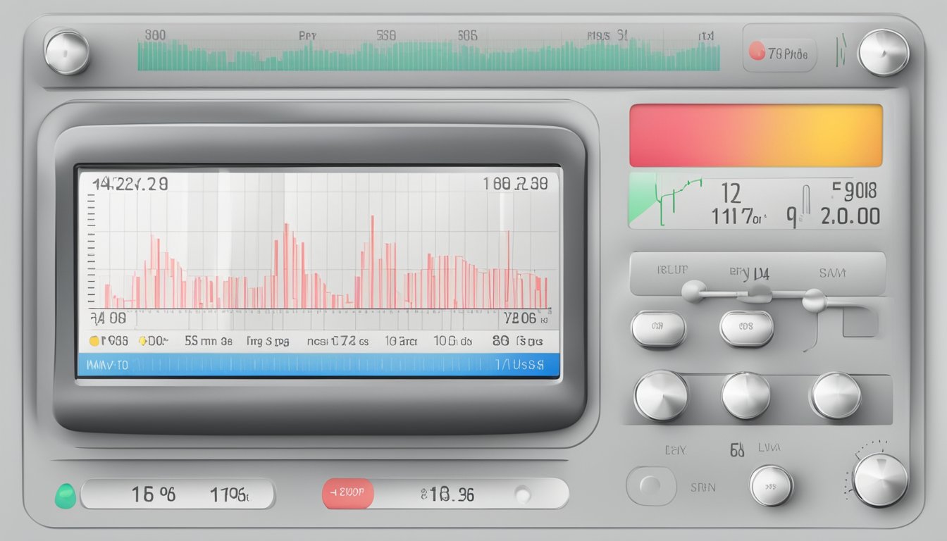 A heart rate monitor displaying maximum heart rate during exercise