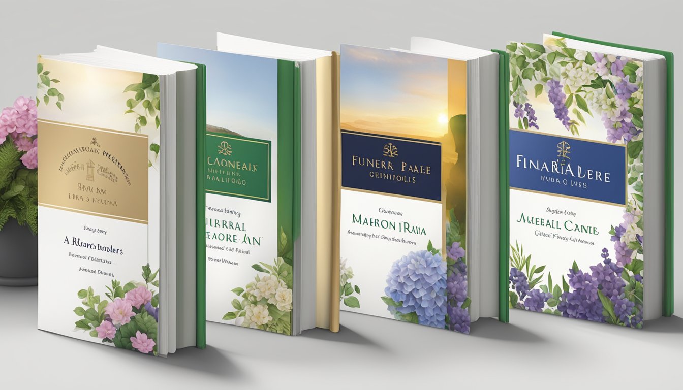 A row of funeral service providers' logos displayed on a guidebook cover