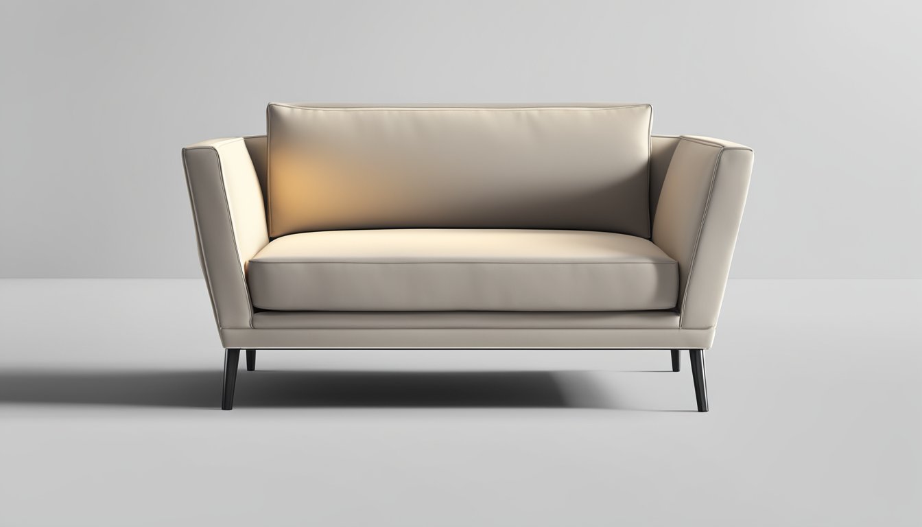 A modern single sofa chair with clean lines and a sleek design, featuring a neutral color palette and minimalist aesthetic