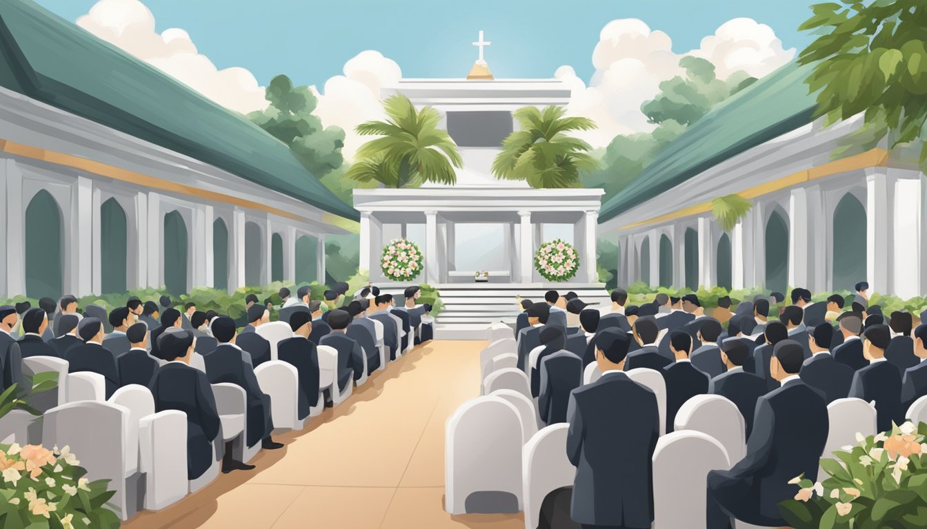 A simple funeral scene in Singapore with a modest venue and logistics