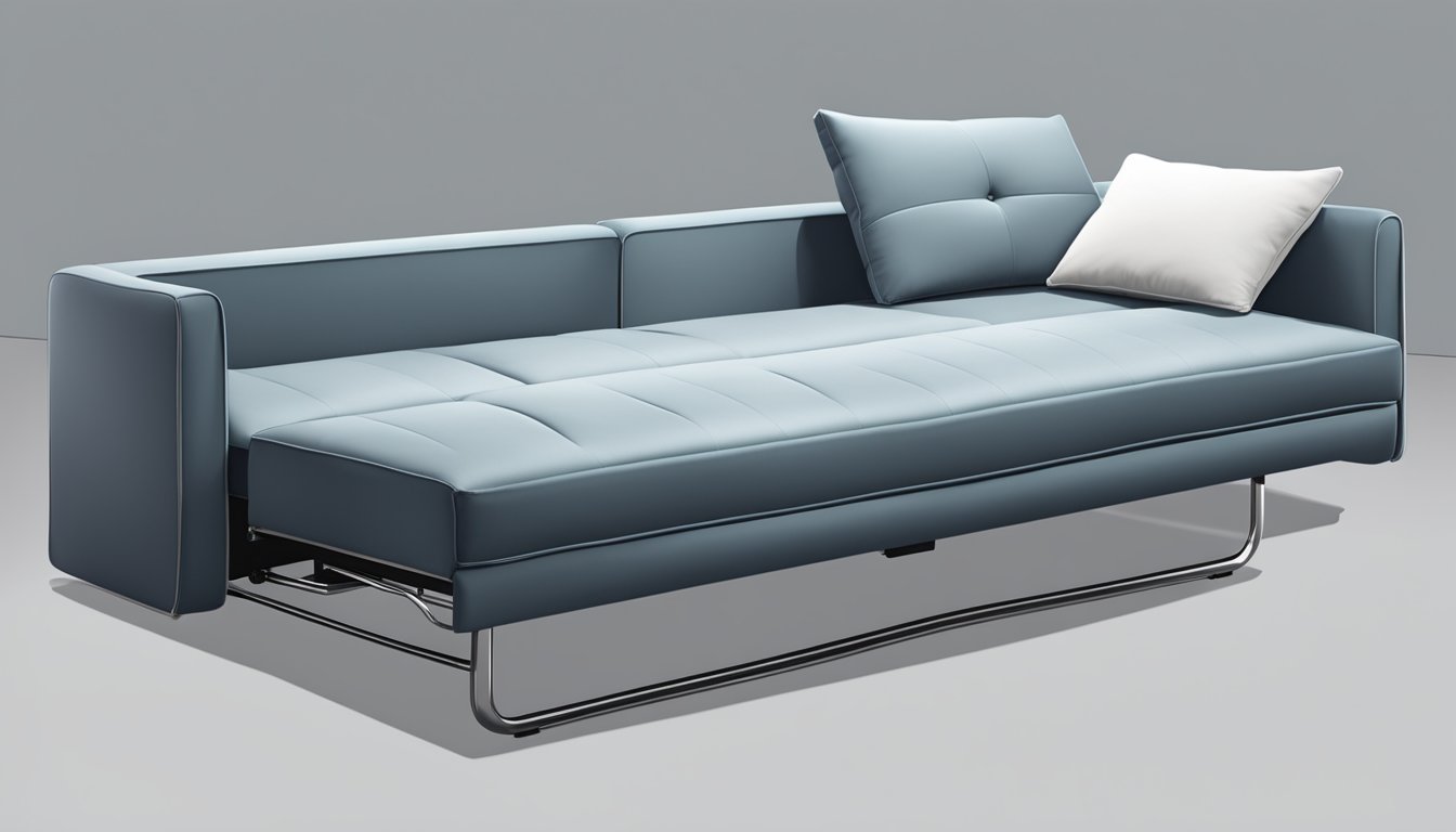 A sleek sofa bed with clean lines and adjustable features