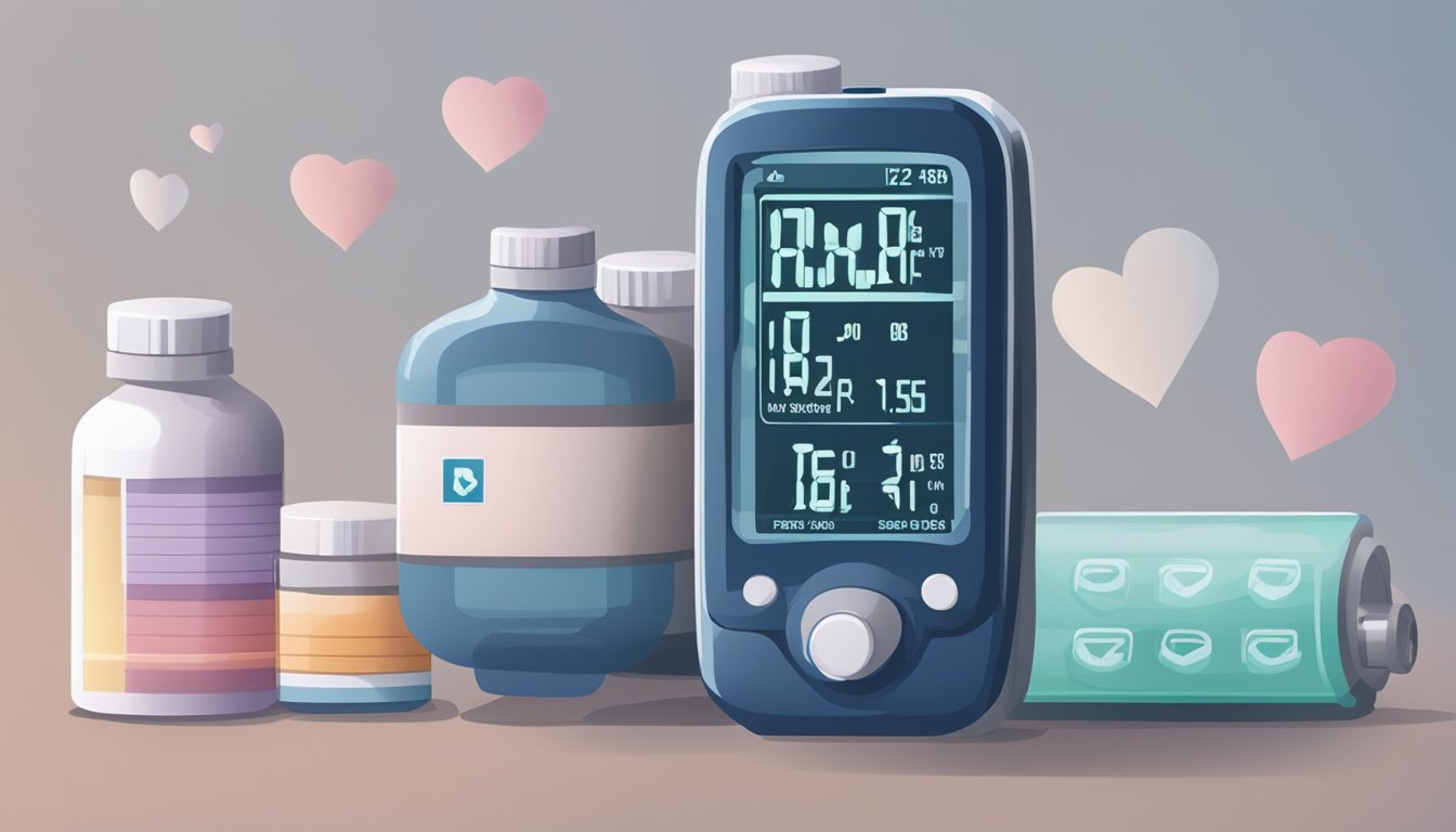 A bottle of bisoprolol sits beside a heart rate monitor displaying a low reading
