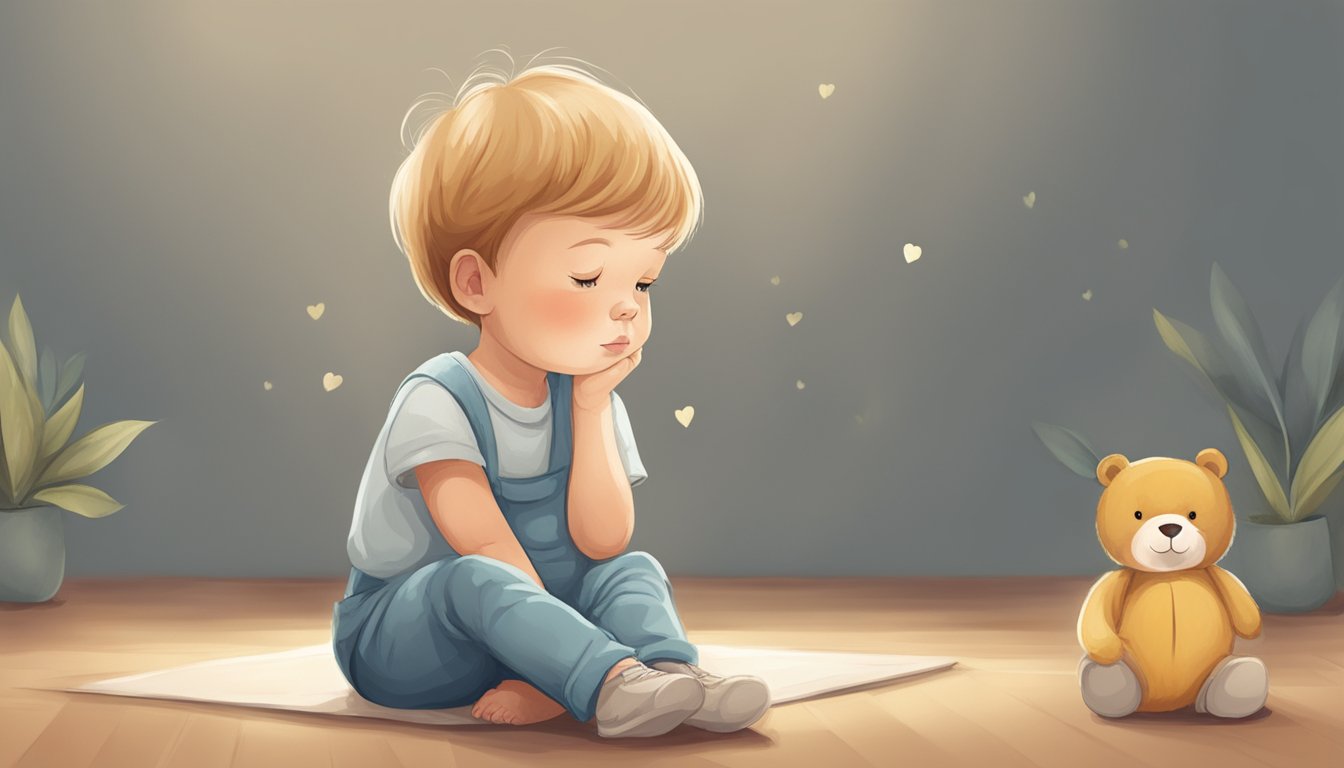 A child sits quietly, breathing softly, with a calm and steady heartbeat