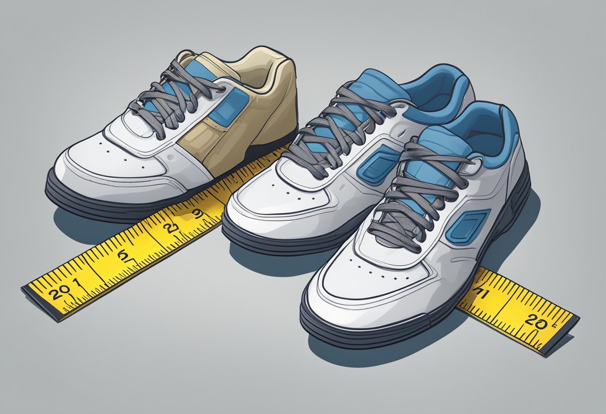 A ruler and measuring tape lay next to a pair of shoes, highlighting accurate sizing information for a review