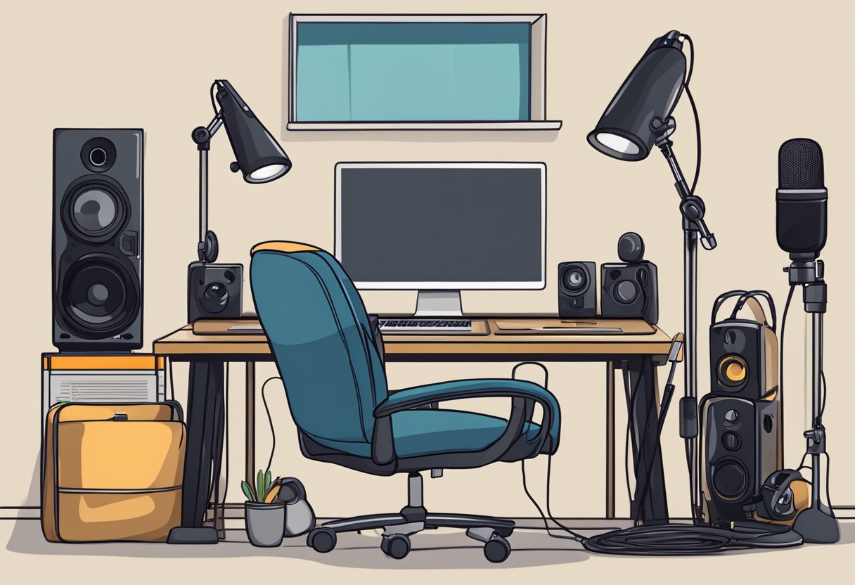 A basic home studio setup with essential equipment for beginners