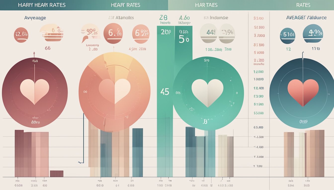 A chart showing average heart rates at different ages