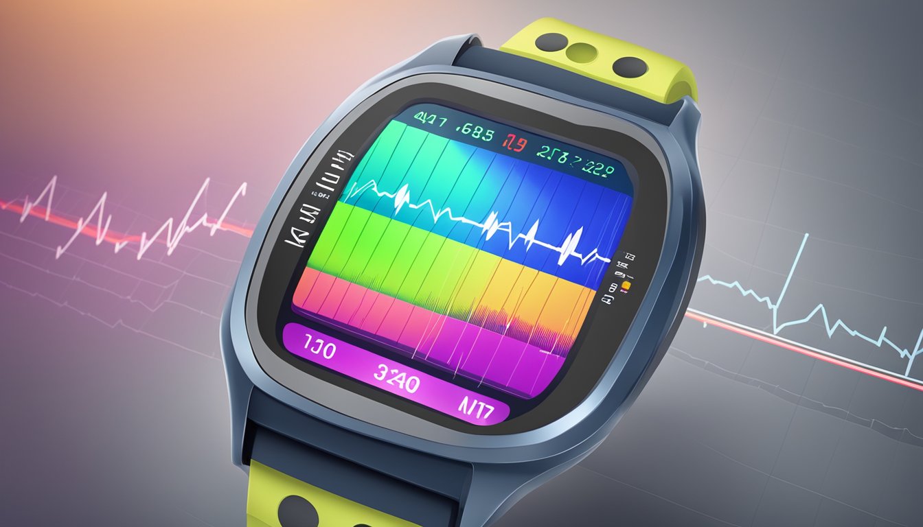A heart rate monitor showing a rapid, irregular heartbeat