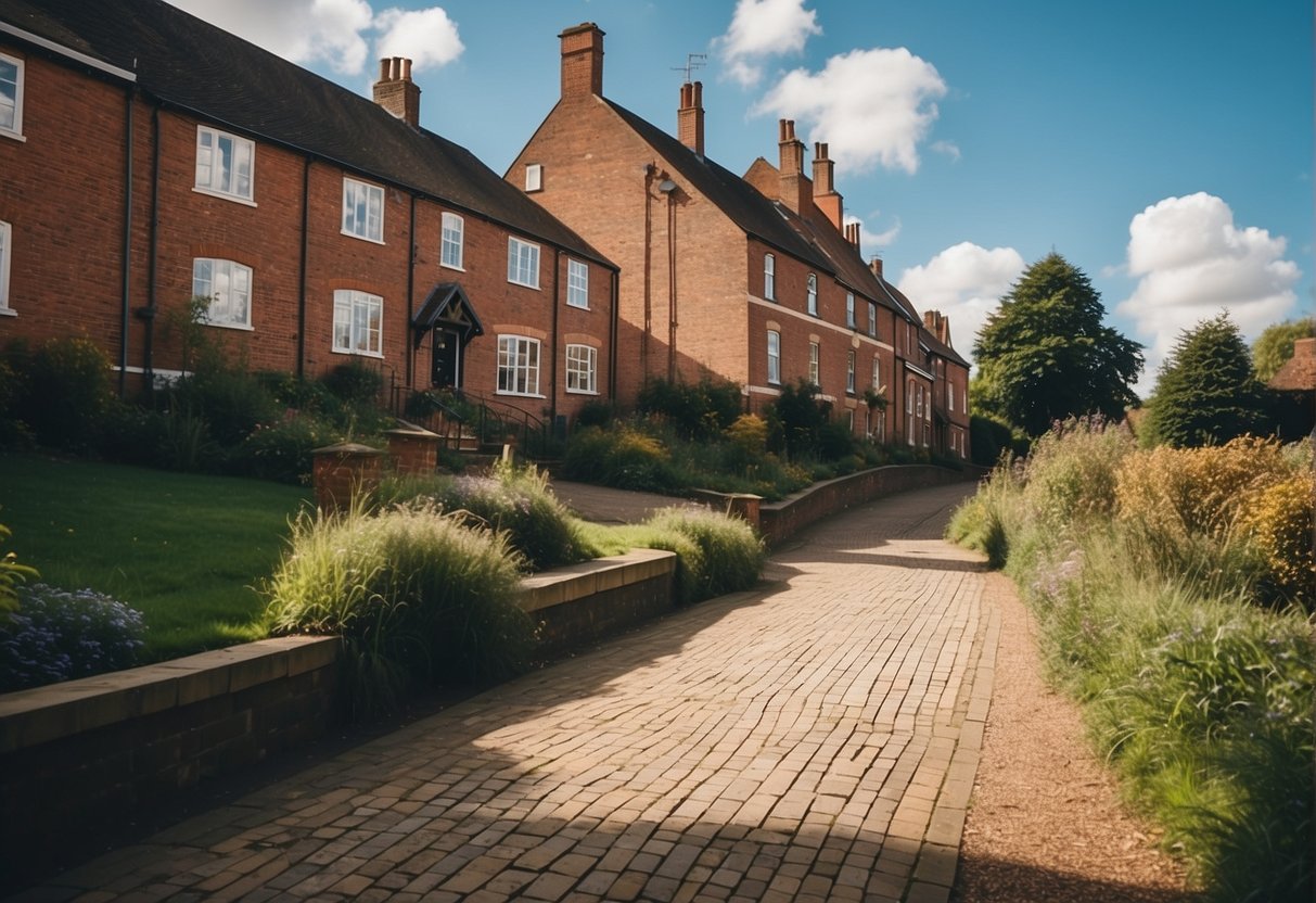 Three hidden running paths in Banbury, weaving through urban landscapes with vibrant colors and futuristic architecture