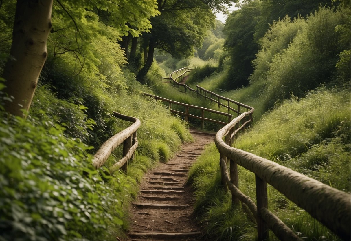 Three winding paths through lush woods, across babbling brooks, and up steep hills in Banbury. A map with highlighted routes and hidden markers