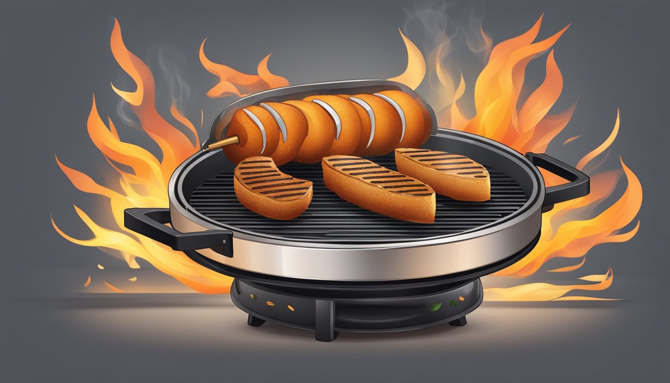 A smokeless grill sizzles with food, emitting no smoke