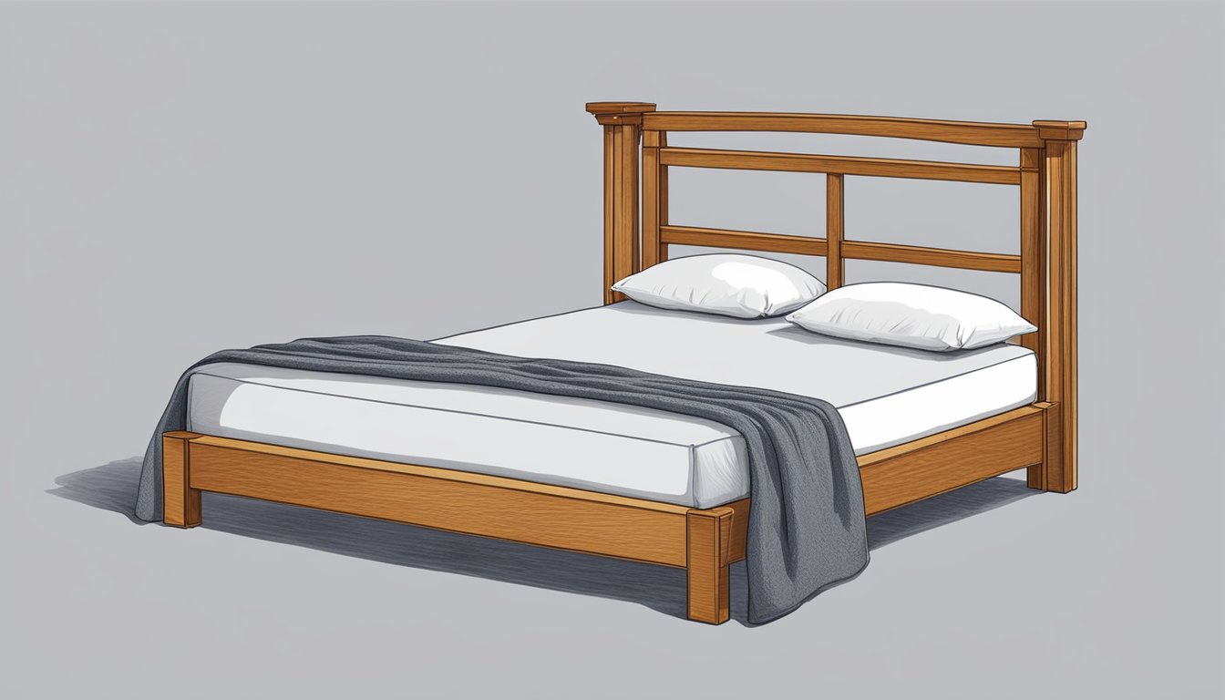 A sturdy bed frame supports a plush mattress, inviting rest and relaxation