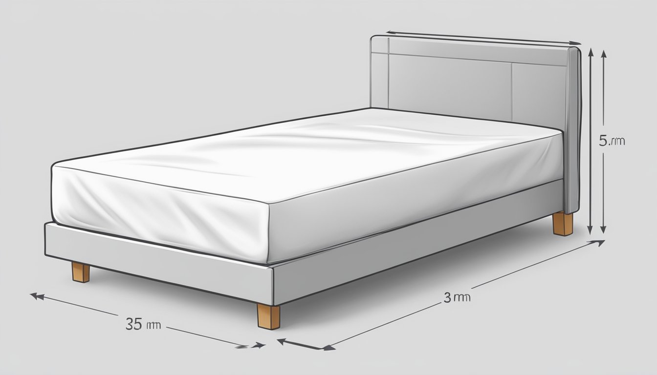 A single bed with a neatly tucked-in bed sheet, showing the correct dimensions for a single bed sheet size