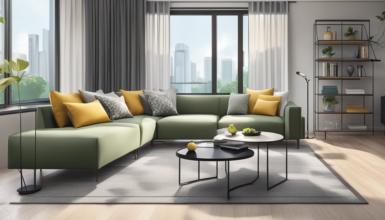 A modern two-seater sofa in a sleek Singapore living room