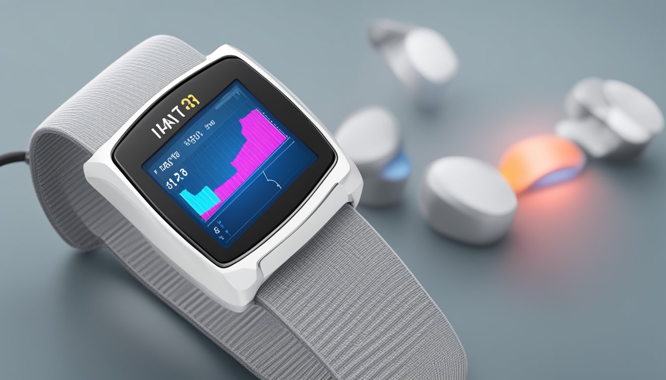 A heart rate monitor displays a walking heart rate with a frequently asked questions (FAQ) section visible in the background