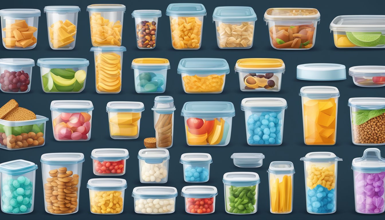 A variety of food containers in different shapes and sizes, showcasing their features and benefits such as airtight seals, stackable design, and durable materials