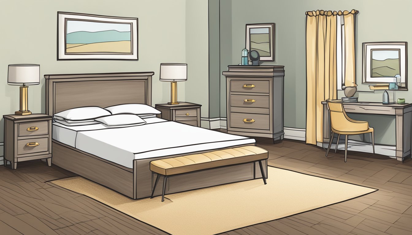 A double bed and a queen bed side by side, with a question mark hovering above them