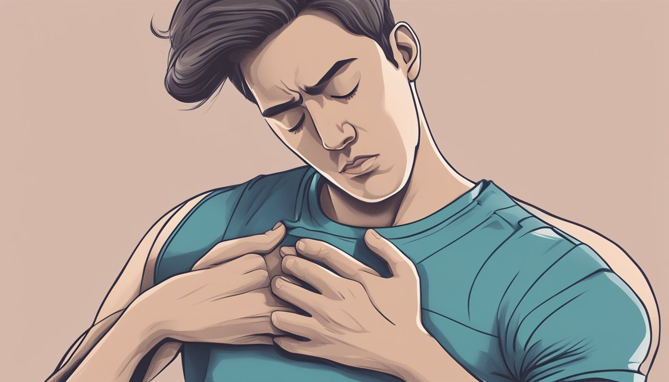A person clutching their chest in discomfort after exercising