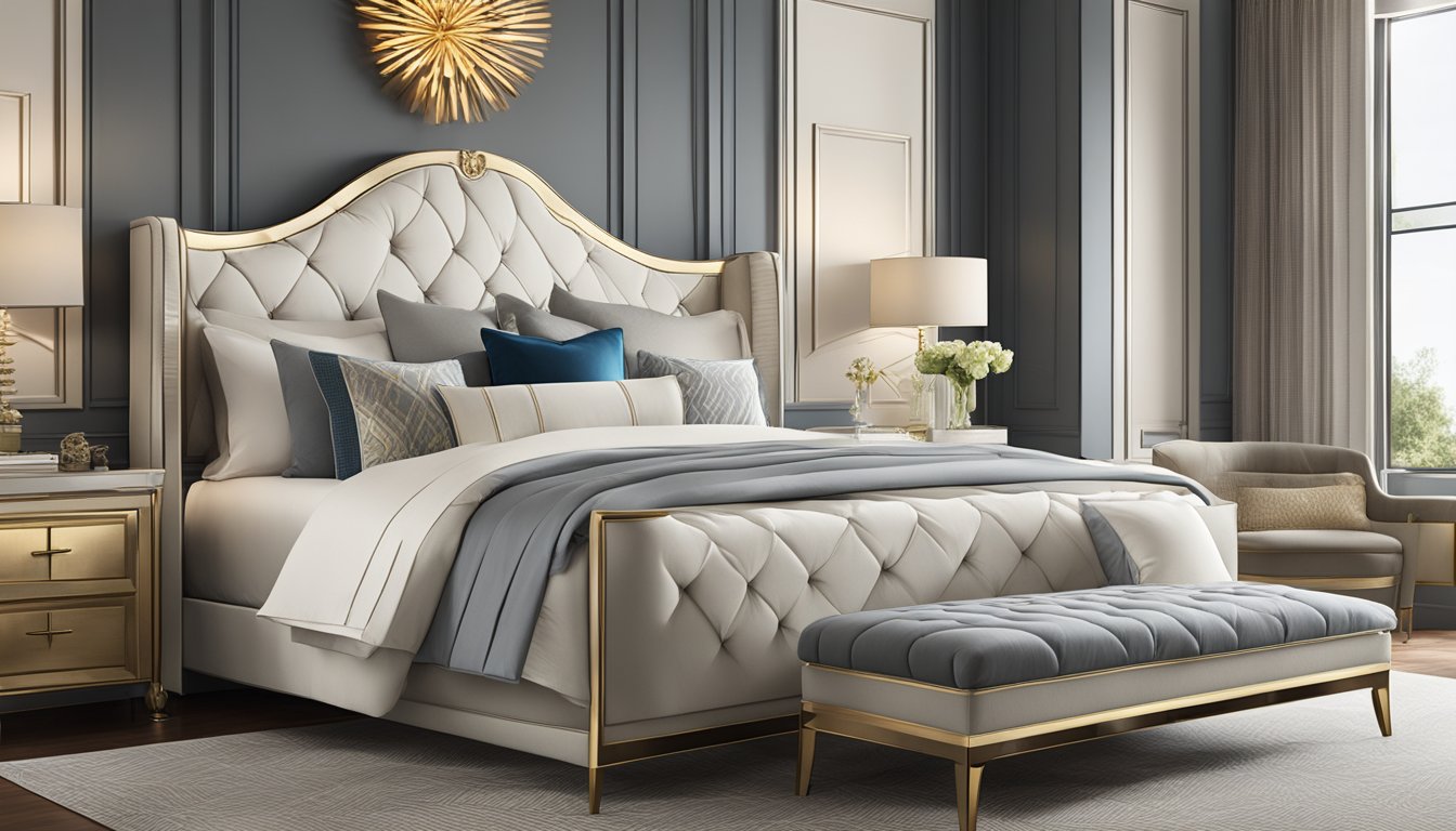 A luxurious king bed with high-quality linens and elegant decor