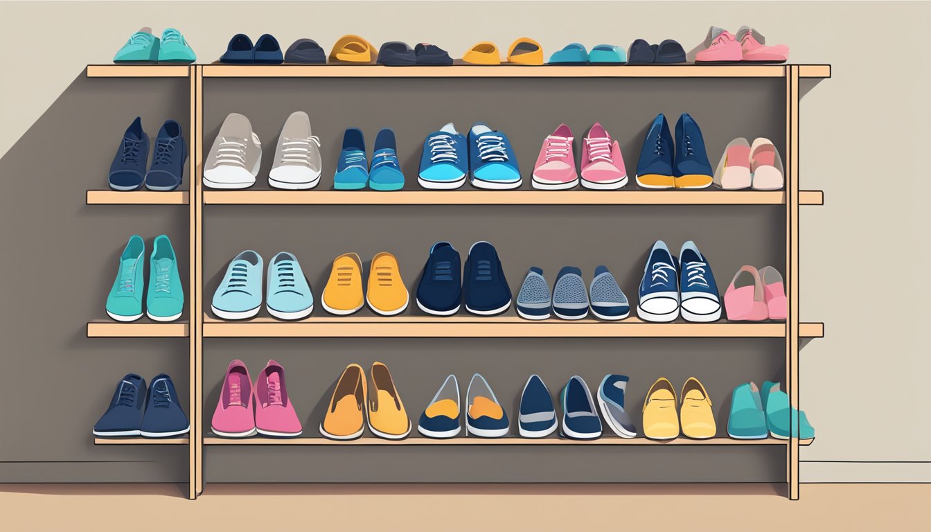 A shoe shelf with neatly arranged shoes, optimising space and organisation