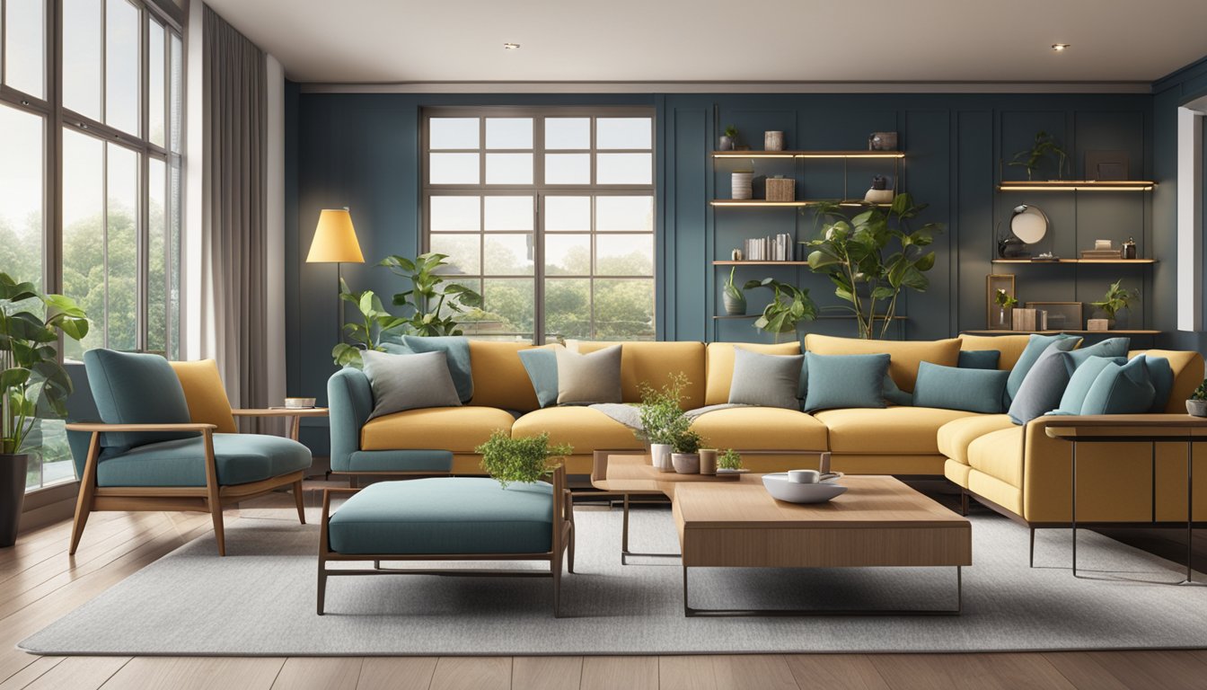 A cozy living room with a variety of stylish sofas on display in a furniture store in Singapore. Bright lighting and comfortable seating options create an inviting atmosphere for customers to browse and choose the perfect sofa for their home