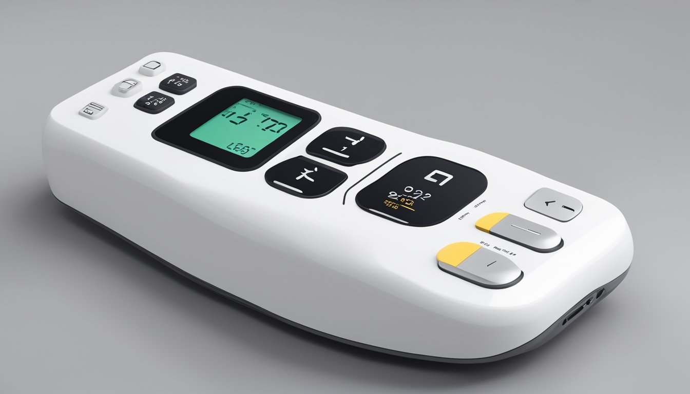 The aircon remote control sits on a clean, white surface, with clearly labeled buttons and a small digital display