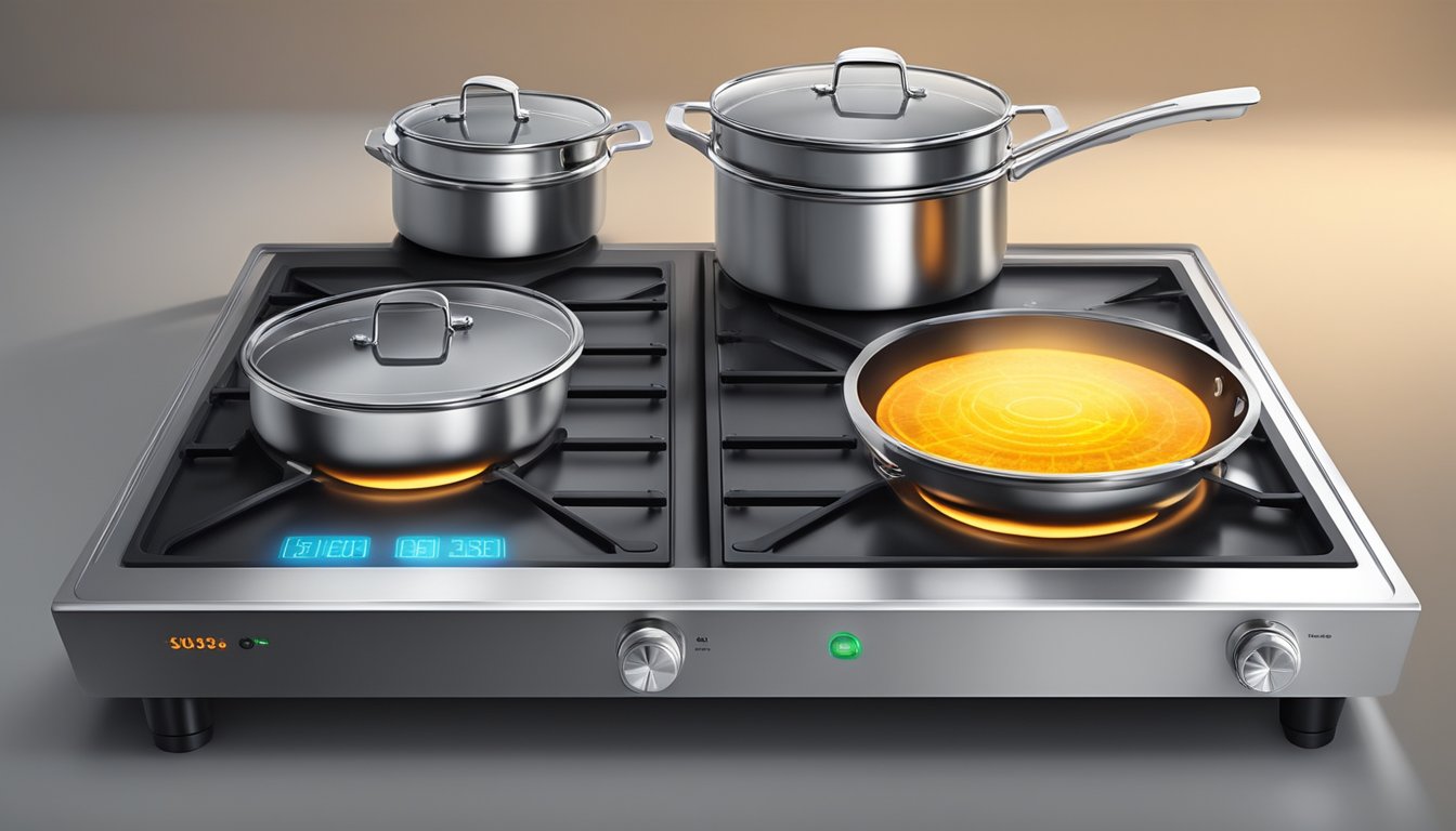 An induction cooktop outperforms a gas stove, emitting no open flames or gas emissions, with precise temperature control and faster cooking times